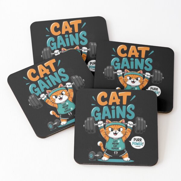 Item preview, Cat Gains Funny Weightlifting Gym Cat designed and sold by creativerooney.