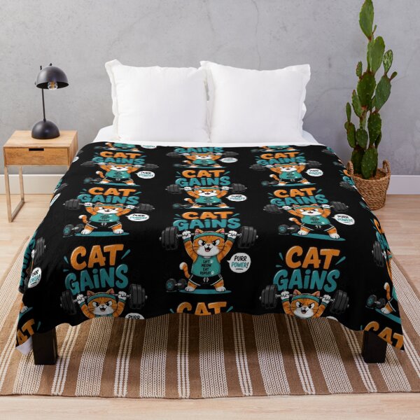 Item preview, Cat Gains Funny Weightlifting Gym Cat designed and sold by creativerooney.