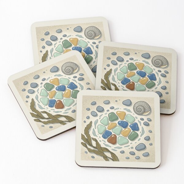 Item preview, Sea Glass Tide Line Coastal Art designed and sold by DIUMERI.