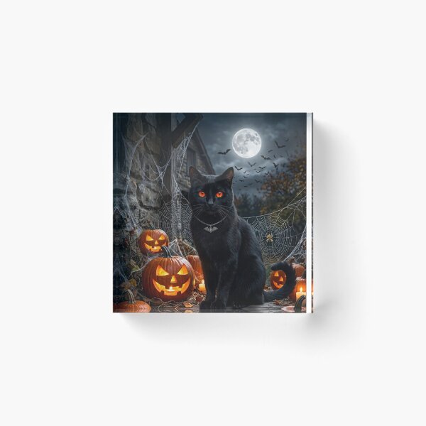 Item preview, Spooky Black Cat Moonlit Halloween Night designed and sold by Mindworx21.