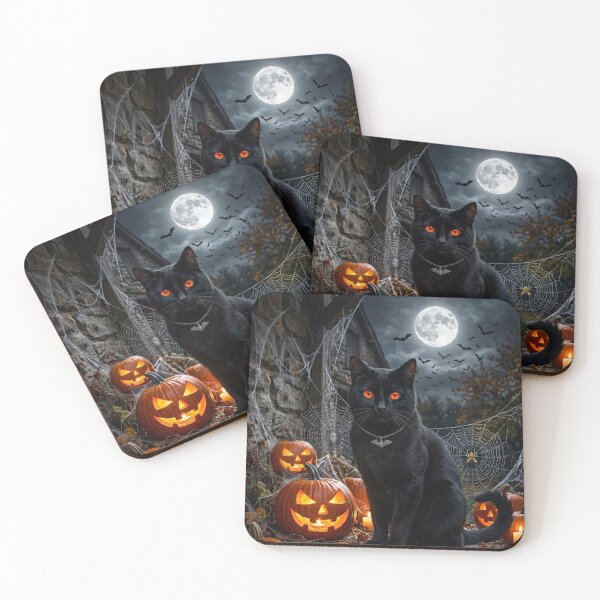 Item preview, Spooky Black Cat Moonlit Halloween Night designed and sold by Mindworx21.