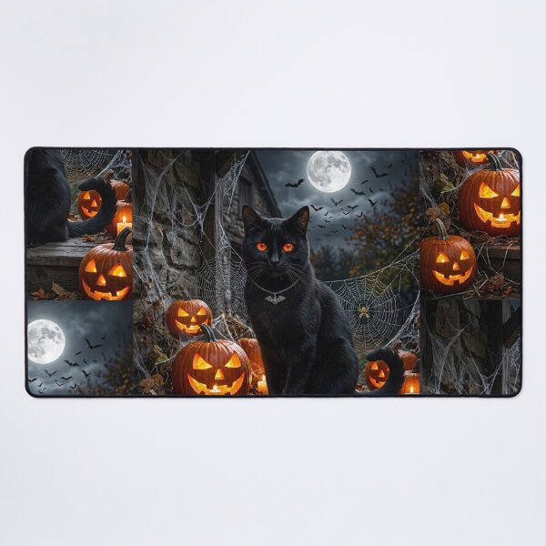 Item preview, Spooky Black Cat Moonlit Halloween Night designed and sold by Mindworx21.