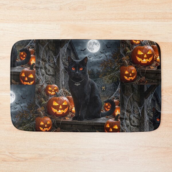 Item preview, Spooky Black Cat Moonlit Halloween Night designed and sold by Mindworx21.