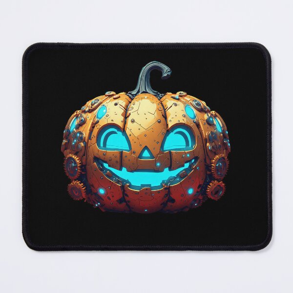 Item preview, Cybernetic Halloween Pumpkin Neon Blue and Gold designed and sold by Cyber Gold Studio.