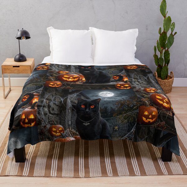 Item preview, Spooky Black Cat Moonlit Halloween Night designed and sold by Mindworx21.