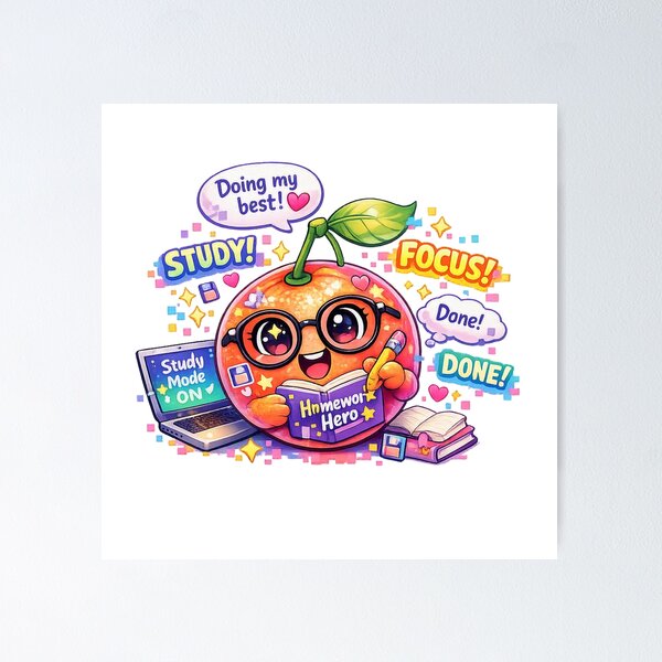 Item preview, Homework Hero – Pastel Kawaii Study Mode Orange designed and sold by Sommium .