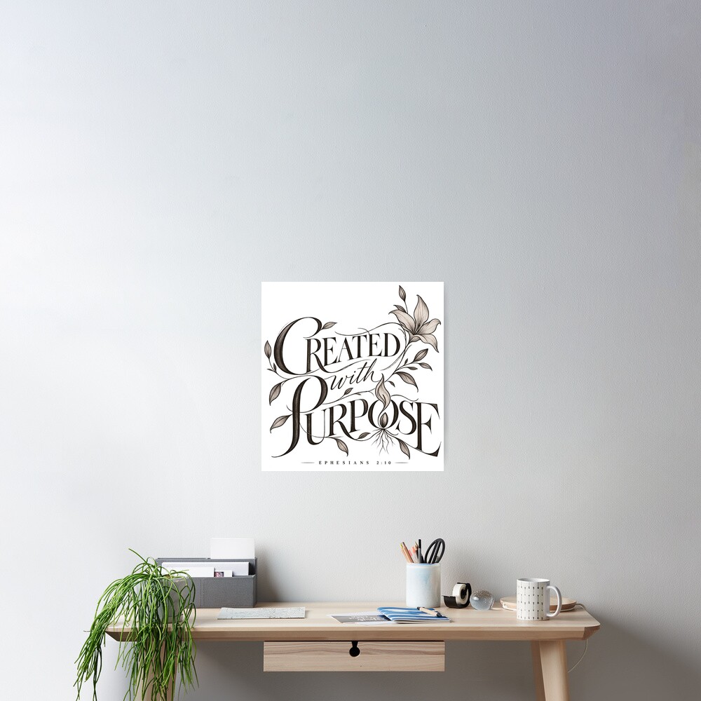 Created With Purpose Botanical Christian T-Shirt — Poster