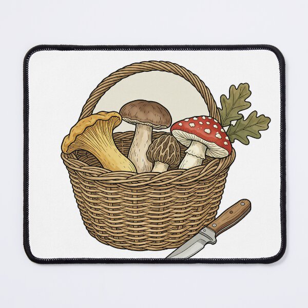 Item preview, Forager's Basket Field Guide Mushroom Art designed and sold by DIUMERI.