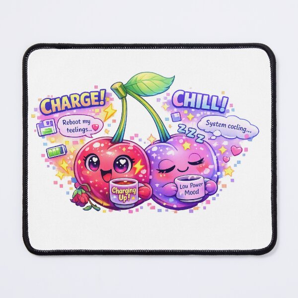 Item preview, Charging Up & Low Power Mood – Pastel Kawaii Duo Cherry designed and sold by Sommium .