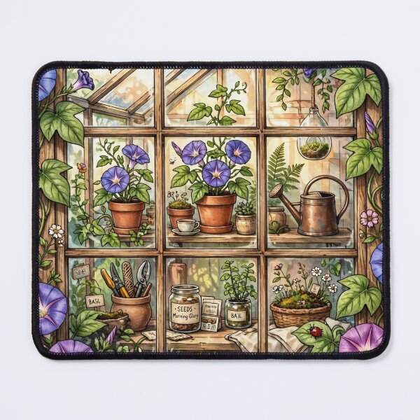 Item preview, Cozy Morning Glory Greenhouse Sticker designed and sold by FineLineBotanical .
