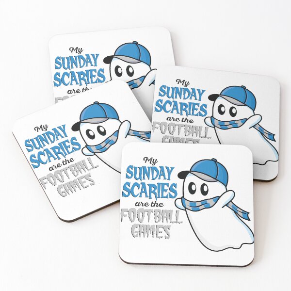 Item preview, Blue and Silver Football Halloween Ghost Sunday Scaries designed and sold by colormemaroon.