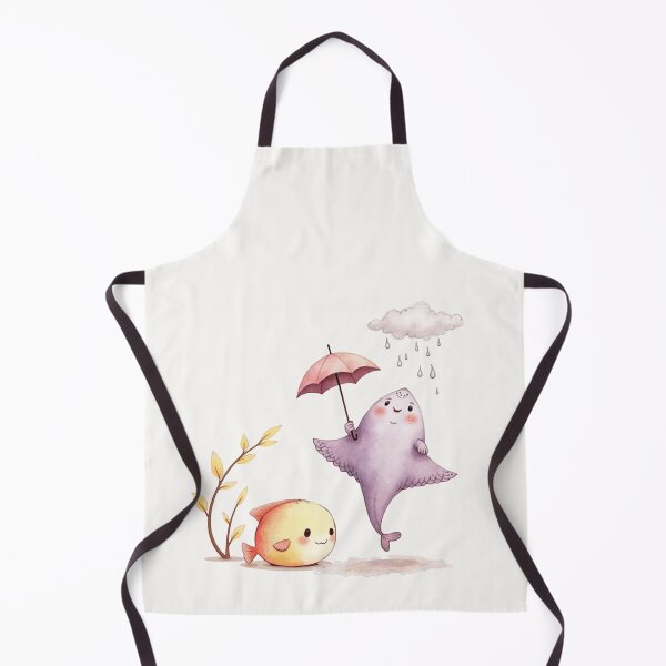 Item preview, Cute Stingray with Umbrella and Round Fish - Kawaii Autumn Rain designed and sold by DariaCraft.