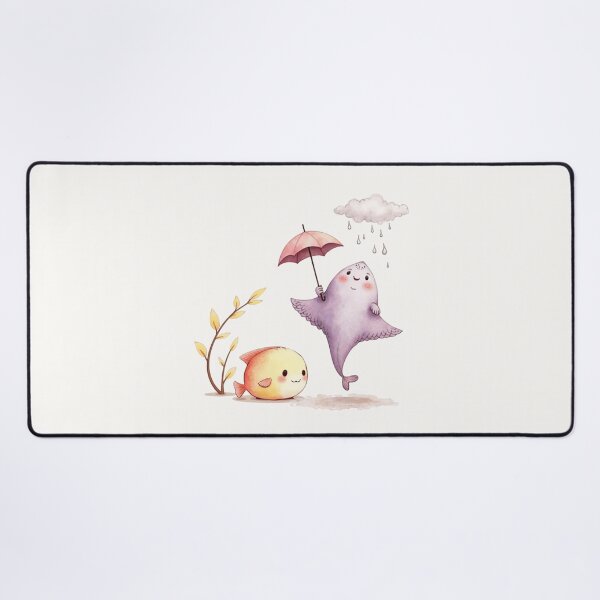Item preview, Cute Stingray with Umbrella and Round Fish - Kawaii Autumn Rain designed and sold by DariaCraft.