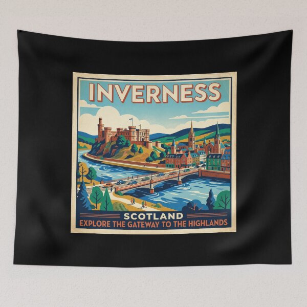 Item preview, Inverness Scotland Vintage Travel Art, Gateway to the Highlands designed and sold by Loom on the Loch.