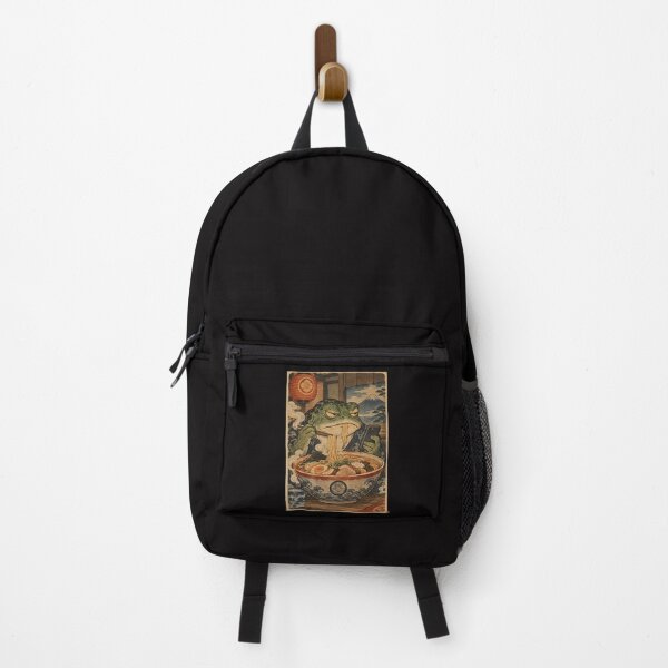 Item preview, Grumpy Frog Eating Ramen While Scrolling Phone – Vintage Japanese Ukiyo-e Style designed and sold by Lina Caro.