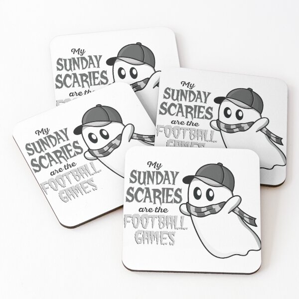 Item preview, Greyscale Halloween Ghost Sunday Scaries Football designed and sold by colormemaroon.