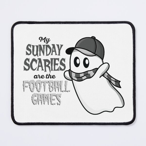 Item preview, Greyscale Halloween Ghost Sunday Scaries Football designed and sold by colormemaroon.