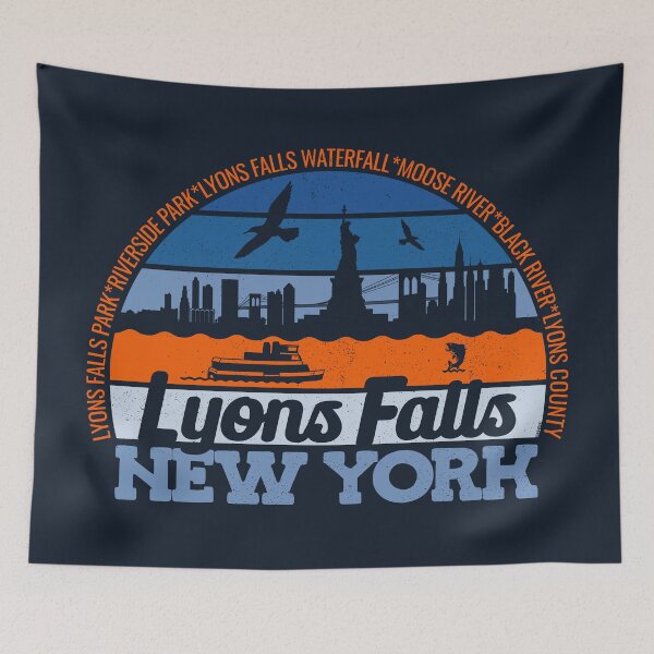 Item preview, Lyons Falls New York Sunset Retro Vintage Local Pride Logo designed and sold by CRHPOD20.
