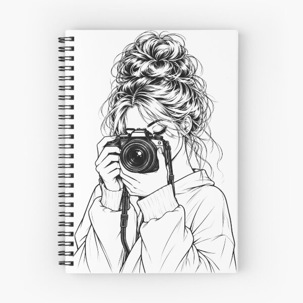 Artikelvorschau, Fotografin – Kamera Line Art entworfen und verkauft von KALIMOOO.