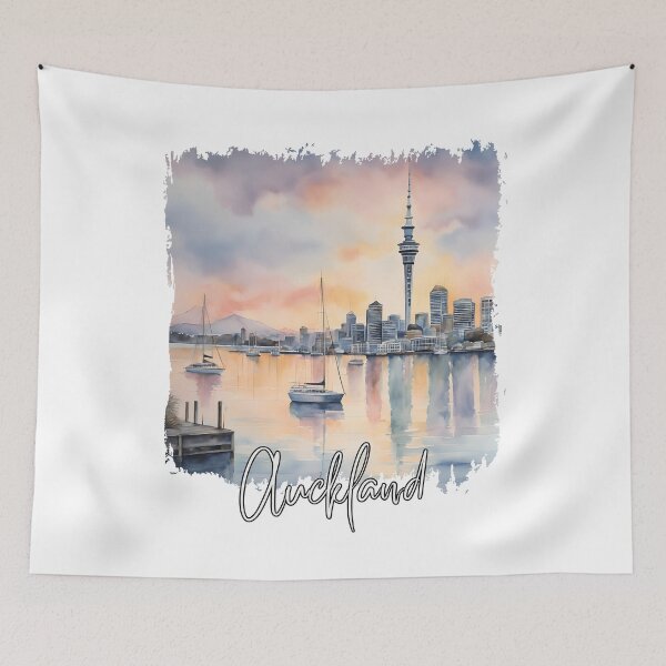 Item preview, Acuarela de Auckland, Auckland Nueva Zelanda designed and sold by Dressyourflag.