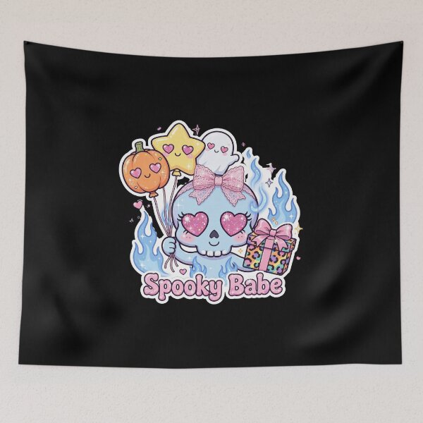 Item preview, Spooky Babe Blue Flame Skull Coquette Halloween Balloons Kawaii designed and sold by HealingEraInk.