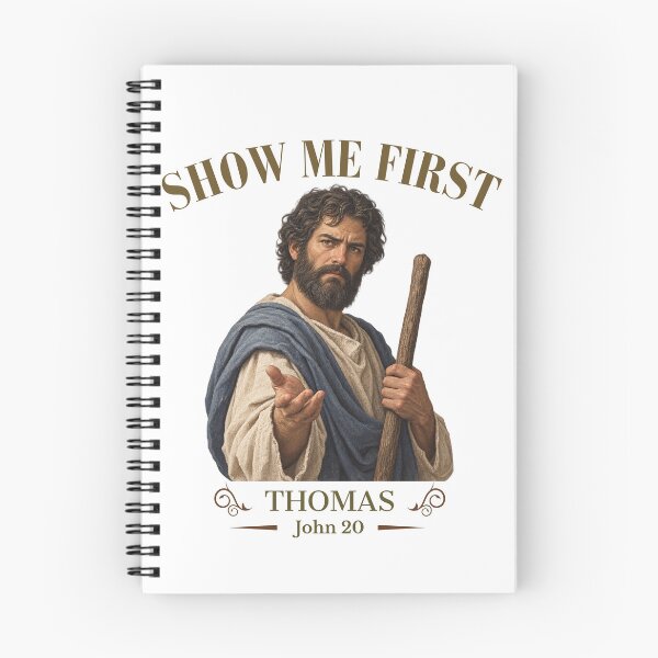 Artikelvorschau, Zeig es mir zuerst – Der zweifelnde Thomas (Apostel Johannes 20) – Biblischer Humor entworfen und verkauft von Neurospicy Trolls.