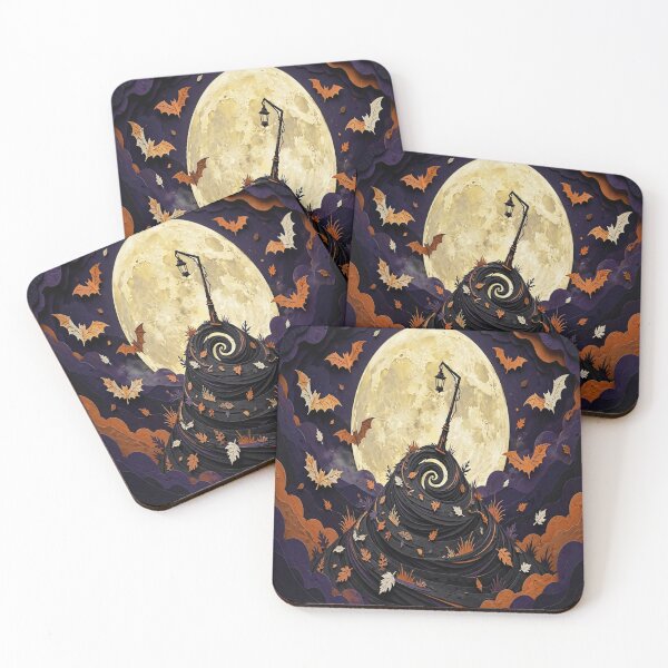 Item preview, Spiral Hill Under Giant Moon Halloween Silhouette designed and sold by Myxcriative1.