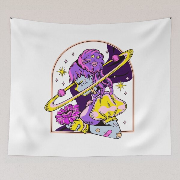 Item preview, Cosmic Space Girl Saturn Planet Illustration designed and sold by DesignByUmza.