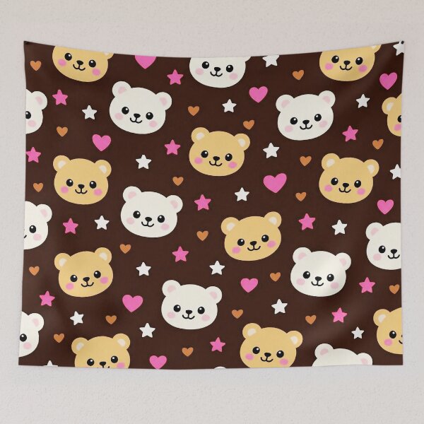 Item preview, Kawaii Teddy Bear Hearts & Stars Pattern – Cute Cozy Bear Design designed and sold by IMuDesigner.