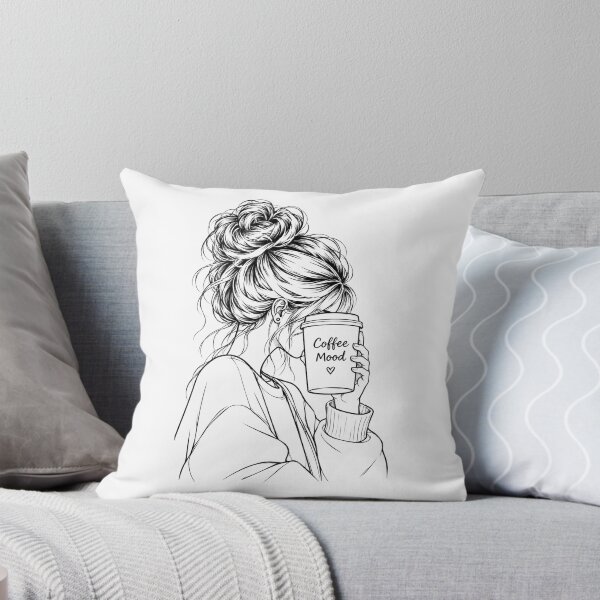 Item preview, Coffee Mood – Line Art Coffee Girl designed and sold by KALIMOOO.