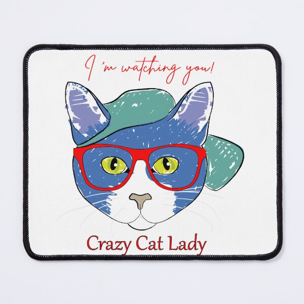 Item preview, Funny Crazy Cat Lady - Cool Cat with Red Glasses & Beret Vector Graphic Design designed and sold by Carftora786.