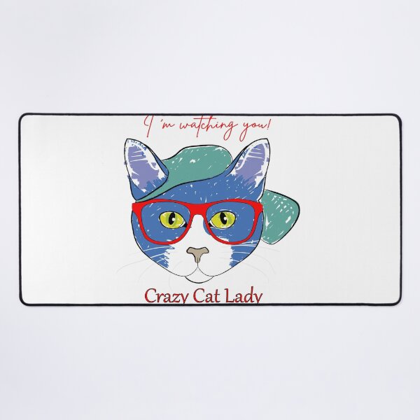 Item preview, Funny Crazy Cat Lady - Cool Cat with Red Glasses & Beret Vector Graphic Design designed and sold by Carftora786.