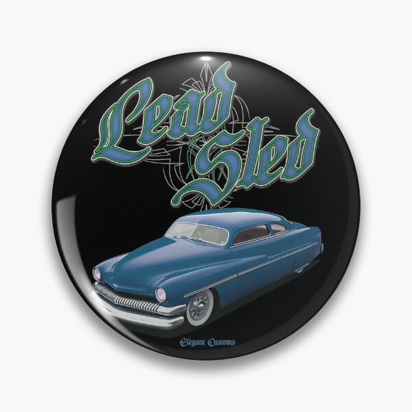 Item preview, 1951 Mercury Chopped Lead Sled Blue with text - Lowrider, Kustom, Hot Rod, Muscle Car designed and sold by Elegant Customs.