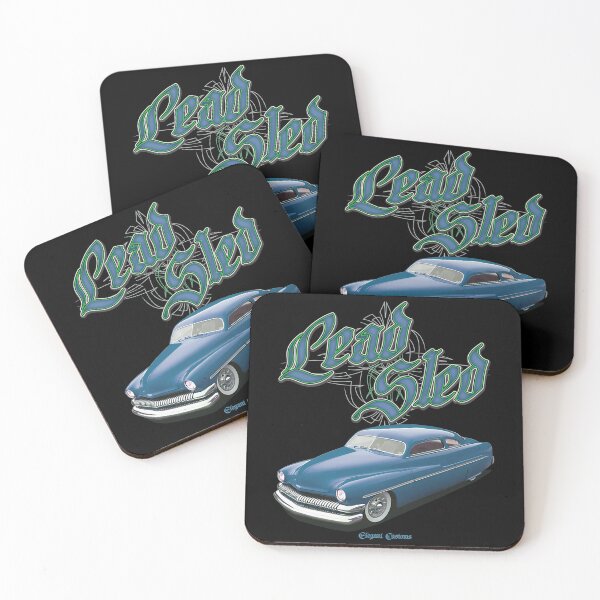 Item preview, 1951 Mercury Chopped Lead Sled Blue with text - Lowrider, Kustom, Hot Rod, Muscle Car designed and sold by Elegant Customs.