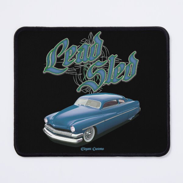 Item preview, 1951 Mercury Chopped Lead Sled Blue with text - Lowrider, Kustom, Hot Rod, Muscle Car designed and sold by Elegant Customs.