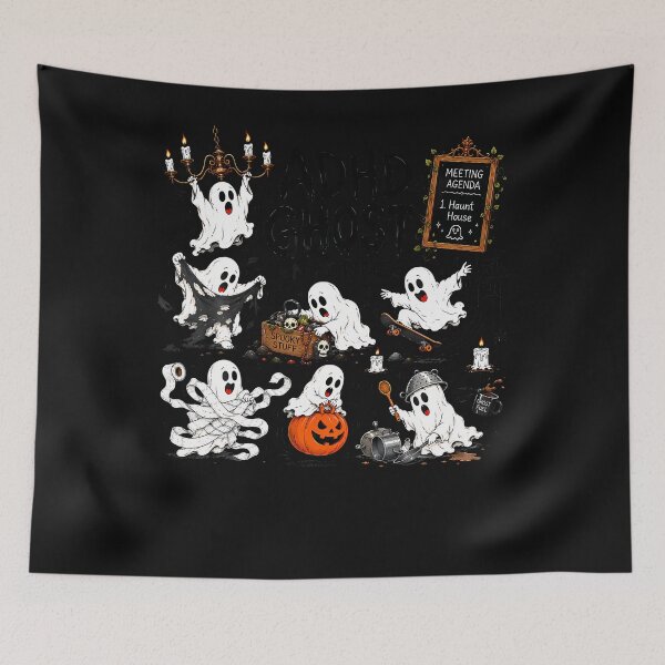 Item preview, Adhd Ghost Meeting Halloween Ghost Humor Spooky Chaos designed and sold by Chromatic-Cubes.