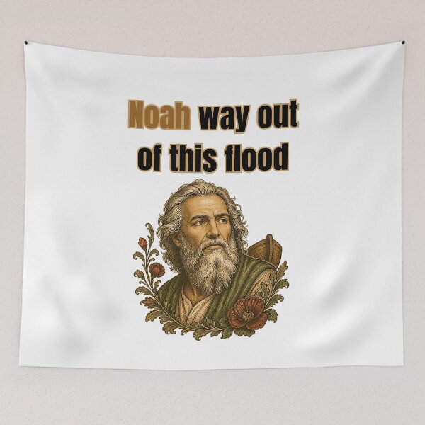Item preview, Noah Way Out Of This Flood - Funny Noah's Ark Biblical Pun designed and sold by Neurospicy Trolls.