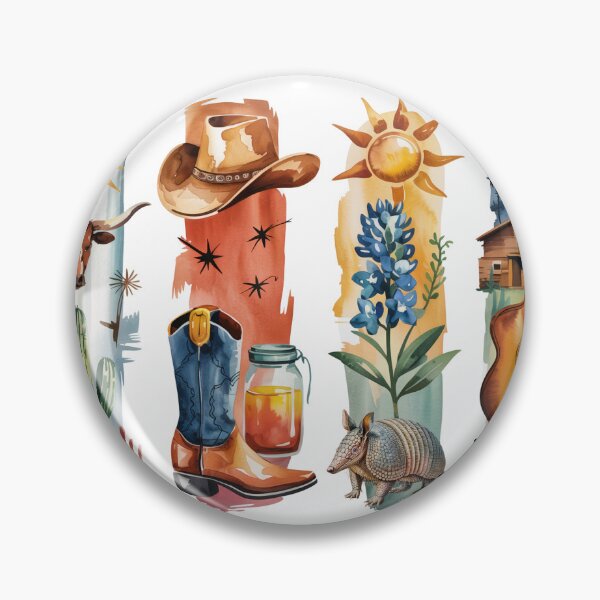 Item preview, Texas Lone Star Watercolor – Longhorn, Boots & Bluebonnet designed and sold by Marie Gems.