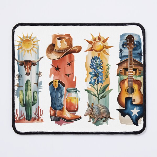 Item preview, Texas Lone Star Watercolor – Longhorn, Boots & Bluebonnet designed and sold by Marie Gems.