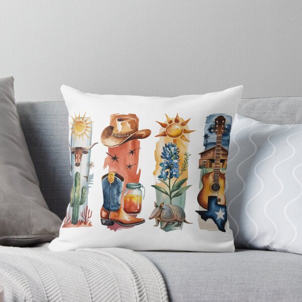 Item preview, Texas Lone Star Watercolor – Longhorn, Boots & Bluebonnet designed and sold by Marie Gems.