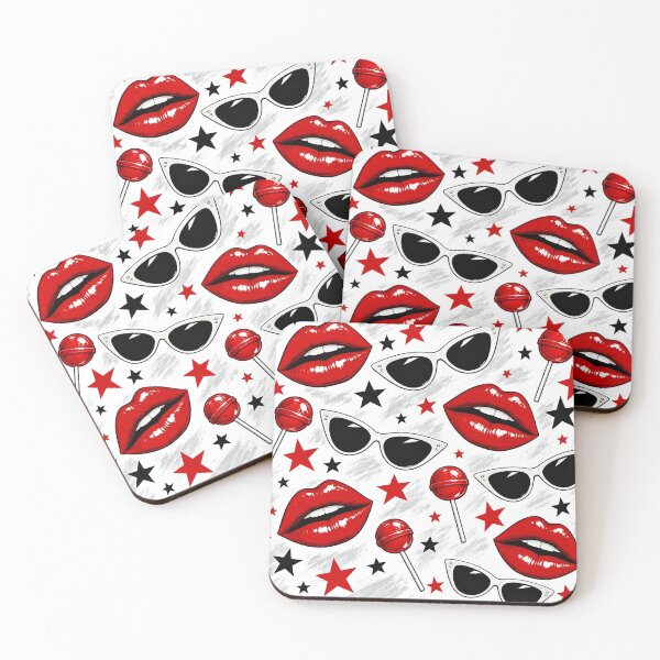 Item preview, Retro Red Lips & Sunglasses Pattern – Sweet Pop Art Style designed and sold by IMuDesigner.