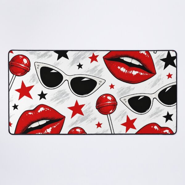 Item preview, Retro Red Lips & Sunglasses Pattern – Sweet Pop Art Style designed and sold by IMuDesigner.