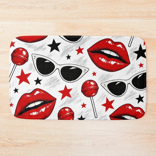 Item preview, Retro Red Lips & Sunglasses Pattern – Sweet Pop Art Style designed and sold by IMuDesigner.