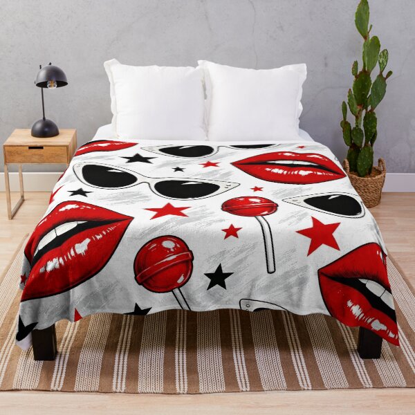 Item preview, Retro Red Lips & Sunglasses Pattern – Sweet Pop Art Style designed and sold by IMuDesigner.