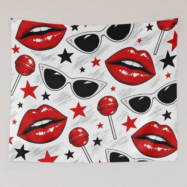 Item preview, Retro Red Lips & Sunglasses Pattern – Sweet Pop Art Style designed and sold by IMuDesigner.