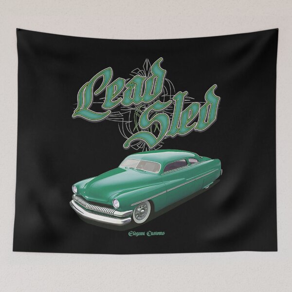 Item preview, 1951 Mercury Chopped Lead Sled Green with text - Lowrider, Kustom, Hot Rod, Muscle Car designed and sold by Elegant Customs.