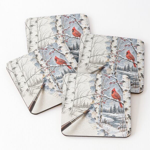 Item preview, Boceto para pintura de un bosque de abedules en invierno designed and sold by Maria Dryfhout.