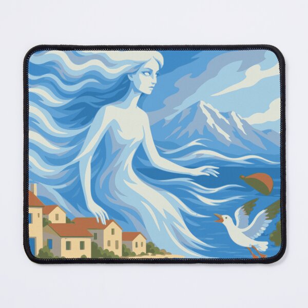 Item preview, Daughter of the Bura Art, Adriatic Coastal Print, Mediterranean Woman Art, Croatian Seaside Print, Blue Coastal Decor designed and sold by Studio pod Burom.