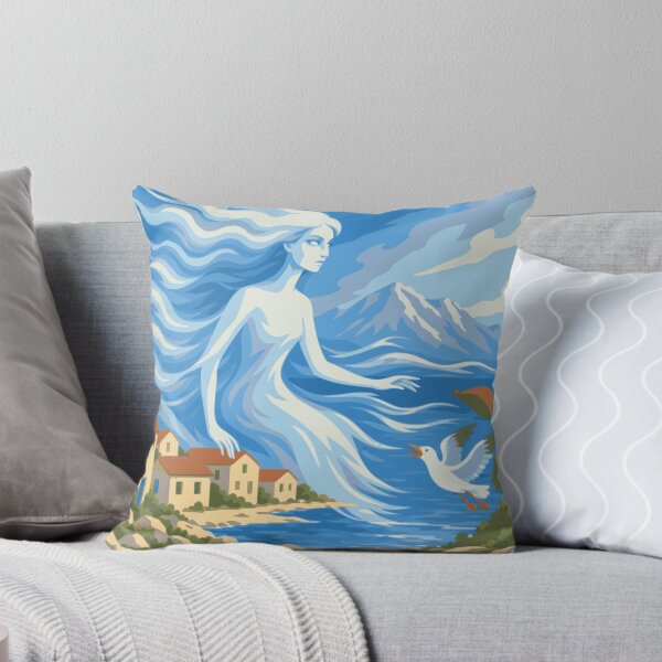 Item preview, Daughter of the Bura Art, Adriatic Coastal Print, Mediterranean Woman Art, Croatian Seaside Print, Blue Coastal Decor designed and sold by Studio pod Burom.