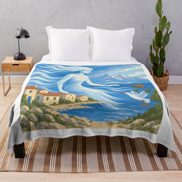 Item preview, Daughter of the Bura Art, Adriatic Coastal Print, Mediterranean Woman Art, Croatian Seaside Print, Blue Coastal Decor designed and sold by Studio pod Burom.